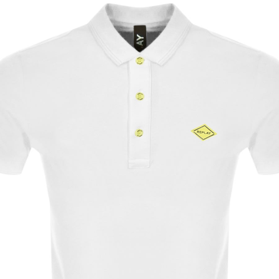 Alternative Image for ProductReplay Short Sleeved Logo Polo T Shirt White2